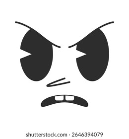 Comic angry face, cartoon retro character of 70s.