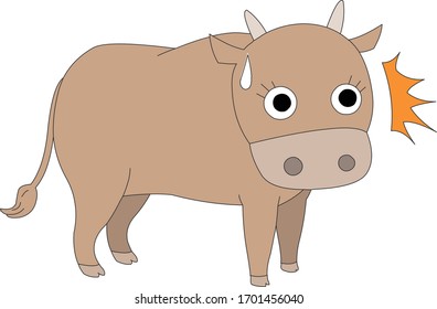 Comic Animal Character Illustration Cow Stock Vector (Royalty Free