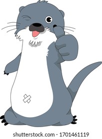 Comic animal character illustration, Otter