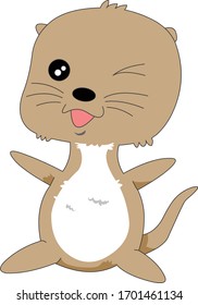 Comic animal character illustration, Otter