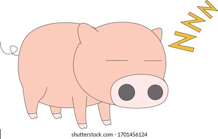 Comic animal character illustration, Pig