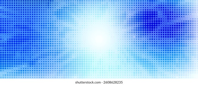 Comic anime water explosion radiating from bright center - dynamic liquid splashes creating circular burst pattern. Blue background with light azure droplets scattered among flowing stream effect.