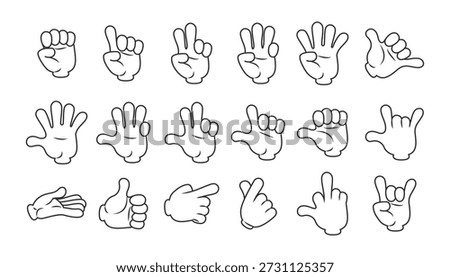 Comic arms for retro cartoon characters 70s. Cartoon character arms in different poses.