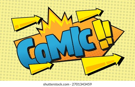 Comic arrow background in pop art background