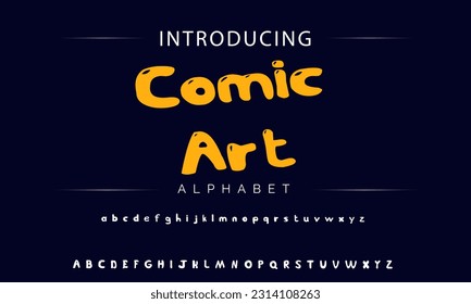 Comic Art Playful style font design, childish alphabet letters and numbers vector illustration