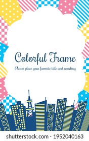 Comic art style clouds, colorful background material for sky and city