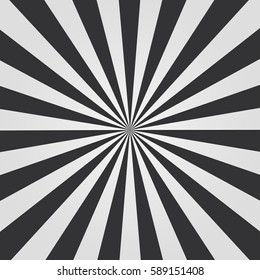 Comic background. Black and white Sunburst pattern. Vector illustration.