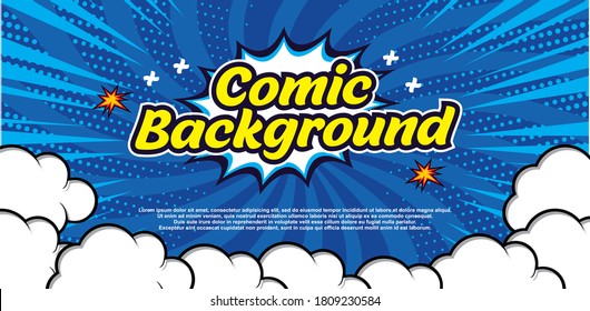 fondo cómico, fondo de historieta azul, cómico