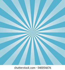 Comic background. Blue Sunburst pattern. Vector illustration.