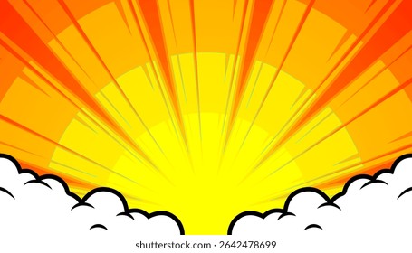 comic background with cartoon clouds.