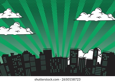 fondo cómico con la ciudad Fondo Abstractas de la explosión del color de la historieta