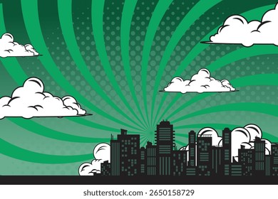 comic background with city Cartoon Color Explosion Abstract Background