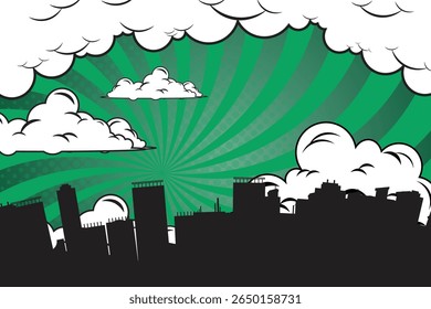comic background with city Cartoon Color Explosion Abstract Background