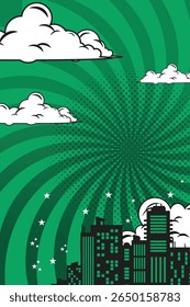 história em quadrinhos com cidade Cartoon Color Explosão Resumo
