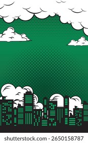 comic background with city Cartoon Color Explosion Abstract Background