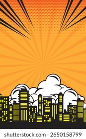 comic background with city Cartoon Color Explosion Abstract Background