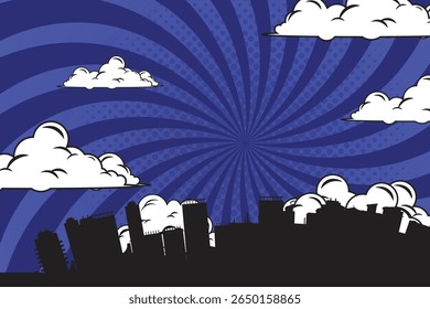 comic background with city Cartoon Color Explosion Abstract Background