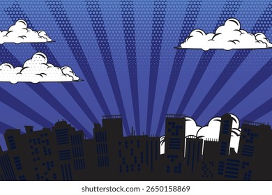 Comic-Hintergrund mit Stadt Cartoon Farbe Explosion Abstrakter Hintergrund
