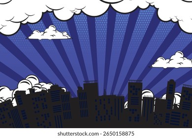 comic background with city Cartoon Color Explosion Abstract Background
