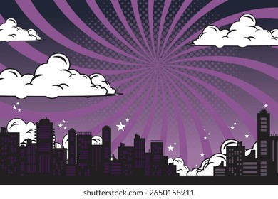 comic background with city Cartoon Color Explosion Abstract Background