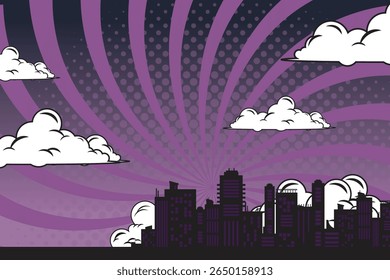 comic background with city Cartoon Color Explosion Abstract Background