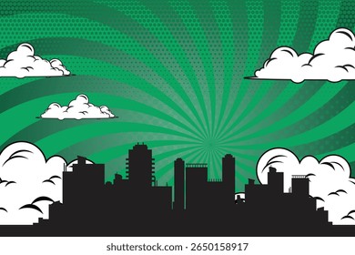 fondo cómico con la ciudad Fondo Abstractas de la explosión del color de la historieta
