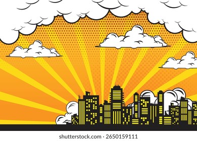 fondo cómico con la ciudad Fondo Abstractas de la explosión del color de la historieta