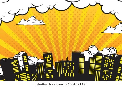 fondo cómico con la ciudad Fondo Abstractas de la explosión del color de la historieta