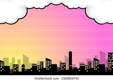 Comic Background With City Scape Illustration And Cloud Computing	Pop Art Style 