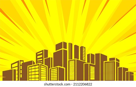 Comic Background with city silhouette