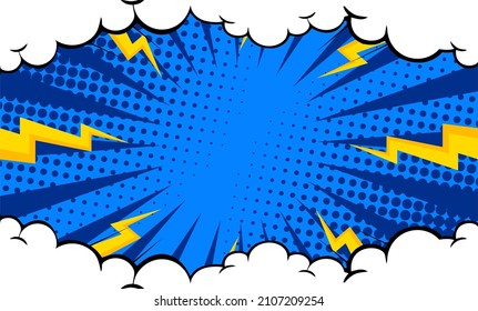 Comic background with cloud and thunder 