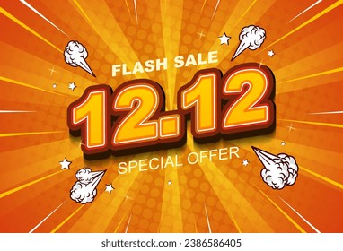 comic background . color gradient .orange and yellow . zoom effect. halftone. modern. flash sale.special offer.12.12. vector
