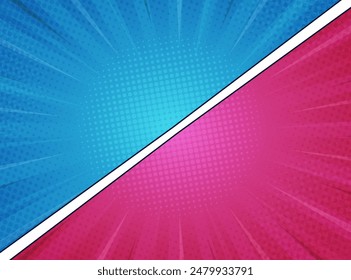 Comic background design with blue and purple colors