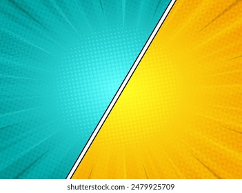 Comic background design with blue and yellow colors