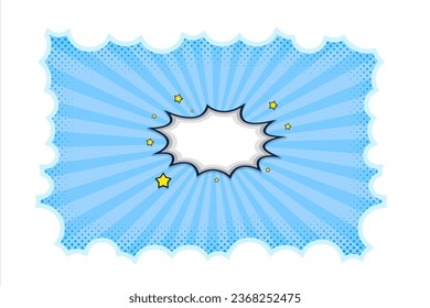 comic background design template with cloud and stars on blue