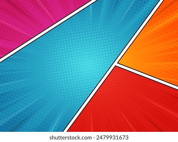 Comic background designs with various colors