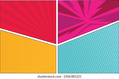 Comic background designs with various colors