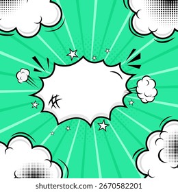 comic background frame.green and clouds effect.modern background.vector eps 10