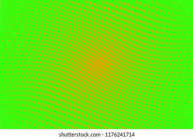 Comic background. Halftone dotted retro pattern with circles, dots, design element for web banners, posters, cards, wallpapers, backdrops, sites. Pop art style. Vector illustration. Green-orange color