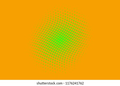 Comic background. Halftone dotted retro pattern with circles, dots, design element for web banners, posters, cards, wallpapers, backdrops, sites. Pop art style. Vector illustration. Green-orange color