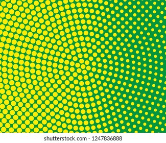 Comic background. Halftone dotted retro pattern with circles, dots, design element for web banners, posters, cards, wallpapers, backdrops, sites. Pop art style. Vector illustration. Green-yellow color