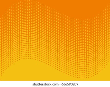Comic background. Halftone dotted retro pattern with circles, dots, design element for web banners, posters, cards, wallpapers, backdrops, sites. Pop art style Vector illustration Orange, yellow color