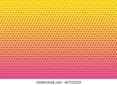 Comic background. Halftone dotted retro pattern with circles, dots, design element for web banners, posters, cards, wallpapers, backdrops, sites. Pop art style. Vector illustration Pink, yellow color
