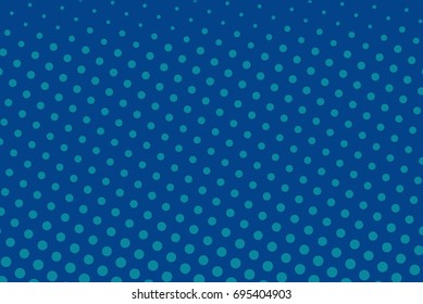 Comic background. Halftone dotted retro pattern with circles, dots, design element for web banners, posters, cards, wallpapers, backdrops, sites. Pop art style. Vector illustration.Blue color.