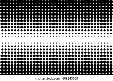 Comic background. Halftone dotted retro pattern with circles, dots, design element for web banners, posters, cards, wallpapers, backdrops, sites. Pop art style. Vector illustration. Black and white