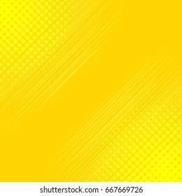 Comic background with halftone effect and speed flying strip. Comic book elements. Yellow abstract backdrop. Vector illustration.