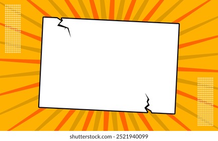 Comic background with information board. Colorful comic pop art background with cloud illustration.