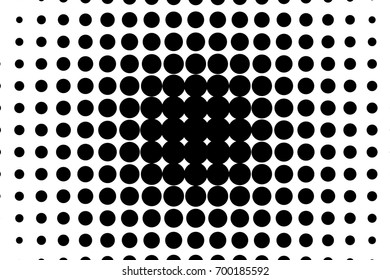 Comic background. Monochrome halftone background. Black and white color. Panels with dots, points, circles, rounds. Design element for web banners, posters, cards, wallpaper, sites.  
