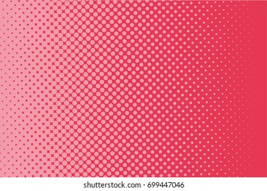 Comic background. Monochrome halftone background. Different shades of pink color. Panels with dots, points, circles, rounds. Design element for web banners, posters, cards, wallpaper, sites.  