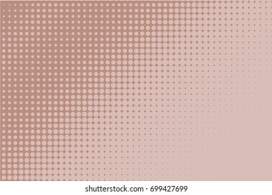 Comic background. Monochrome halftone background. Light brown, pink-beige, cream color. Panels with dots, points, circles, rounds. Design element for web banners, posters, cards, wallpaper, sites. 